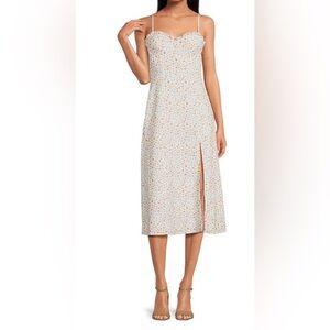 Floral Dress in Cream, Orange and Blue